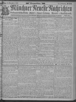 Münchner neueste Nachrichten Freitag 18. Dezember 1891