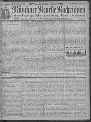 Münchner neueste Nachrichten Donnerstag 31. Dezember 1891