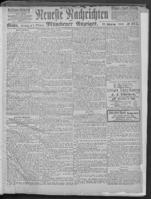 Neueste Nachrichten und Münchener Anzeiger (Münchner neueste Nachrichten) Freitag 1. Oktober 1886