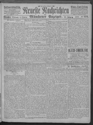 Neueste Nachrichten und Münchener Anzeiger (Münchner neueste Nachrichten) Mittwoch 6. Oktober 1886