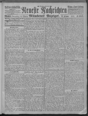 Neueste Nachrichten und Münchener Anzeiger (Münchner neueste Nachrichten) Donnerstag 14. Oktober 1886