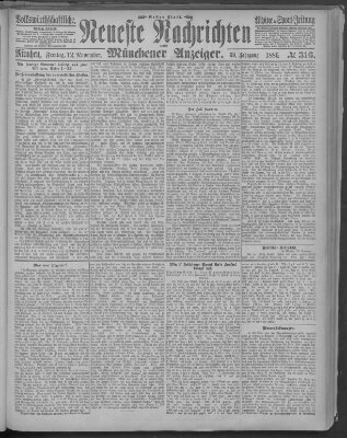 Neueste Nachrichten und Münchener Anzeiger (Münchner neueste Nachrichten) Freitag 12. November 1886