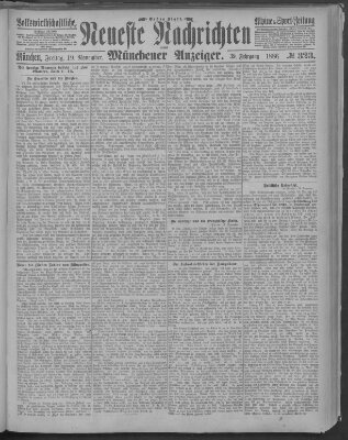 Neueste Nachrichten und Münchener Anzeiger (Münchner neueste Nachrichten) Freitag 19. November 1886