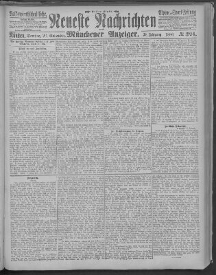 Neueste Nachrichten und Münchener Anzeiger (Münchner neueste Nachrichten) Samstag 20. November 1886