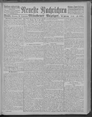 Neueste Nachrichten und Münchener Anzeiger (Münchner neueste Nachrichten) Sonntag 21. November 1886