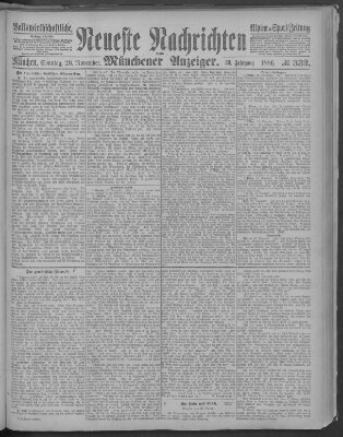 Neueste Nachrichten und Münchener Anzeiger (Münchner neueste Nachrichten) Sonntag 28. November 1886