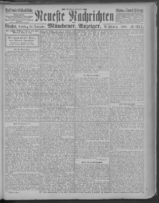 Neueste Nachrichten und Münchener Anzeiger (Münchner neueste Nachrichten) Dienstag 30. November 1886