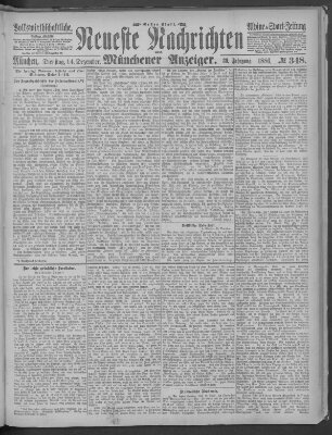 Neueste Nachrichten und Münchener Anzeiger (Münchner neueste Nachrichten) Dienstag 14. Dezember 1886