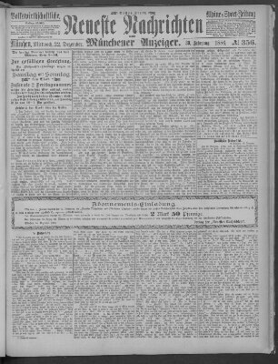 Neueste Nachrichten und Münchener Anzeiger (Münchner neueste Nachrichten) Mittwoch 22. Dezember 1886