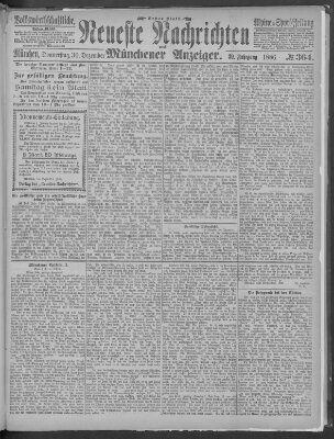 Neueste Nachrichten und Münchener Anzeiger (Münchner neueste Nachrichten) Donnerstag 30. Dezember 1886