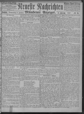 Neueste Nachrichten und Münchener Anzeiger (Münchner neueste Nachrichten) Donnerstag 6. Januar 1887