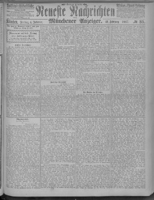 Neueste Nachrichten und Münchener Anzeiger (Münchner neueste Nachrichten) Freitag 4. Februar 1887