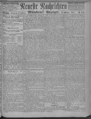 Neueste Nachrichten und Münchener Anzeiger (Münchner neueste Nachrichten) Mittwoch 23. Februar 1887