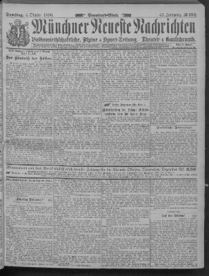 Münchner neueste Nachrichten Samstag 4. Oktober 1890