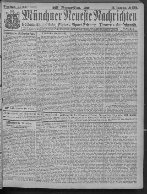 Münchner neueste Nachrichten Samstag 4. Oktober 1890