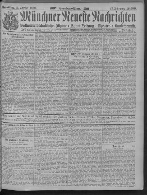 Münchner neueste Nachrichten Samstag 11. Oktober 1890