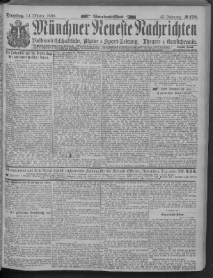 Münchner neueste Nachrichten Dienstag 14. Oktober 1890