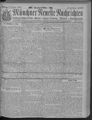 Münchner neueste Nachrichten Freitag 17. Oktober 1890