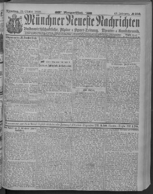 Münchner neueste Nachrichten Dienstag 21. Oktober 1890