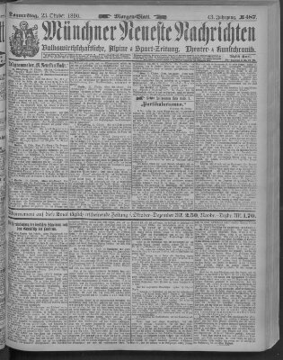 Münchner neueste Nachrichten Donnerstag 23. Oktober 1890