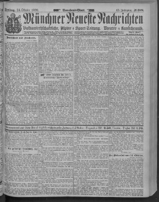 Münchner neueste Nachrichten Freitag 24. Oktober 1890