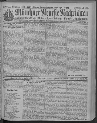 Münchner neueste Nachrichten Sonntag 26. Oktober 1890