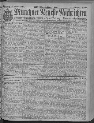 Münchner neueste Nachrichten Dienstag 28. Oktober 1890