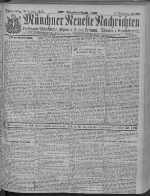 Münchner neueste Nachrichten Donnerstag 30. Oktober 1890