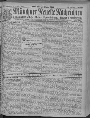 Münchner neueste Nachrichten Donnerstag 30. Oktober 1890