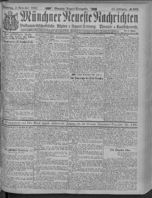 Münchner neueste Nachrichten Sonntag 2. November 1890