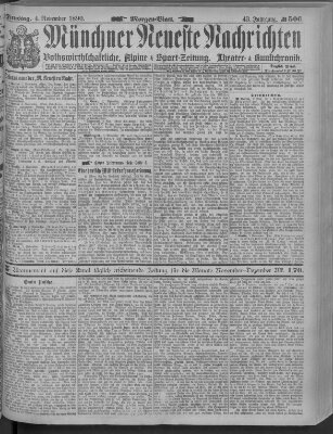 Münchner neueste Nachrichten Dienstag 4. November 1890