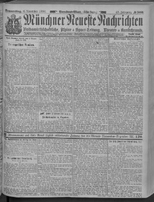 Münchner neueste Nachrichten Donnerstag 6. November 1890