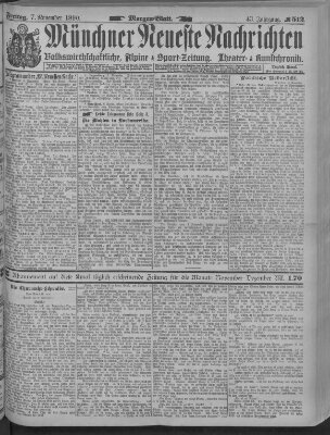 Münchner neueste Nachrichten Freitag 7. November 1890