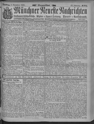 Münchner neueste Nachrichten Samstag 8. November 1890