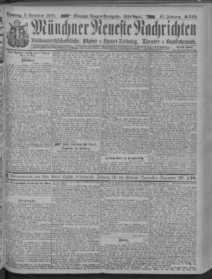 Münchner neueste Nachrichten Sonntag 9. November 1890