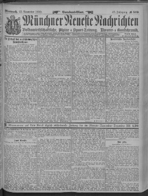 Münchner neueste Nachrichten Mittwoch 12. November 1890