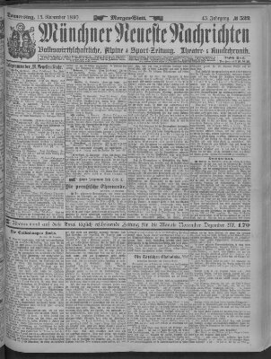 Münchner neueste Nachrichten Donnerstag 13. November 1890