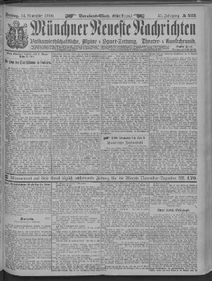 Münchner neueste Nachrichten Freitag 14. November 1890