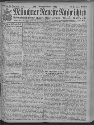 Münchner neueste Nachrichten Freitag 14. November 1890