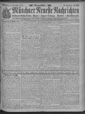 Münchner neueste Nachrichten Mittwoch 19. November 1890