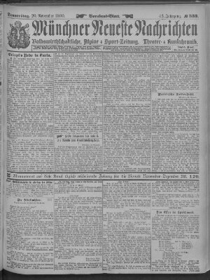 Münchner neueste Nachrichten Donnerstag 20. November 1890