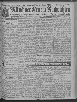 Münchner neueste Nachrichten Mittwoch 26. November 1890