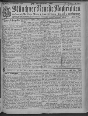 Münchner neueste Nachrichten Mittwoch 26. November 1890