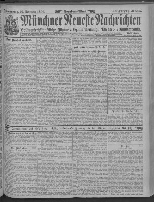 Münchner neueste Nachrichten Donnerstag 27. November 1890