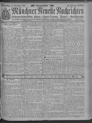 Münchner neueste Nachrichten Donnerstag 27. November 1890