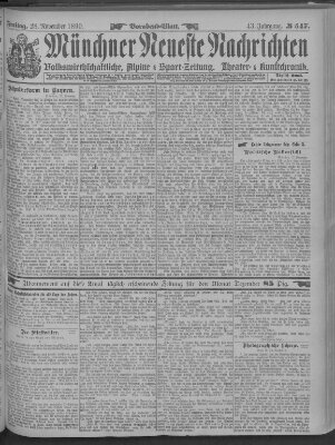 Münchner neueste Nachrichten Freitag 28. November 1890