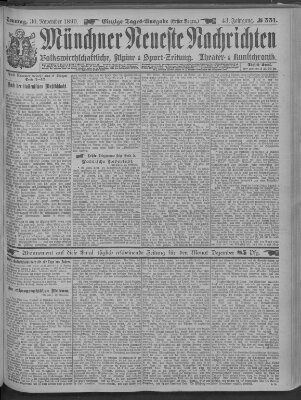 Münchner neueste Nachrichten Sonntag 30. November 1890