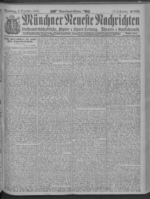 Münchner neueste Nachrichten Dienstag 2. Dezember 1890