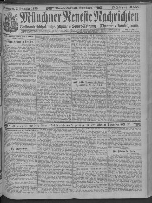 Münchner neueste Nachrichten Mittwoch 3. Dezember 1890