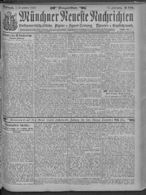 Münchner neueste Nachrichten Mittwoch 3. Dezember 1890